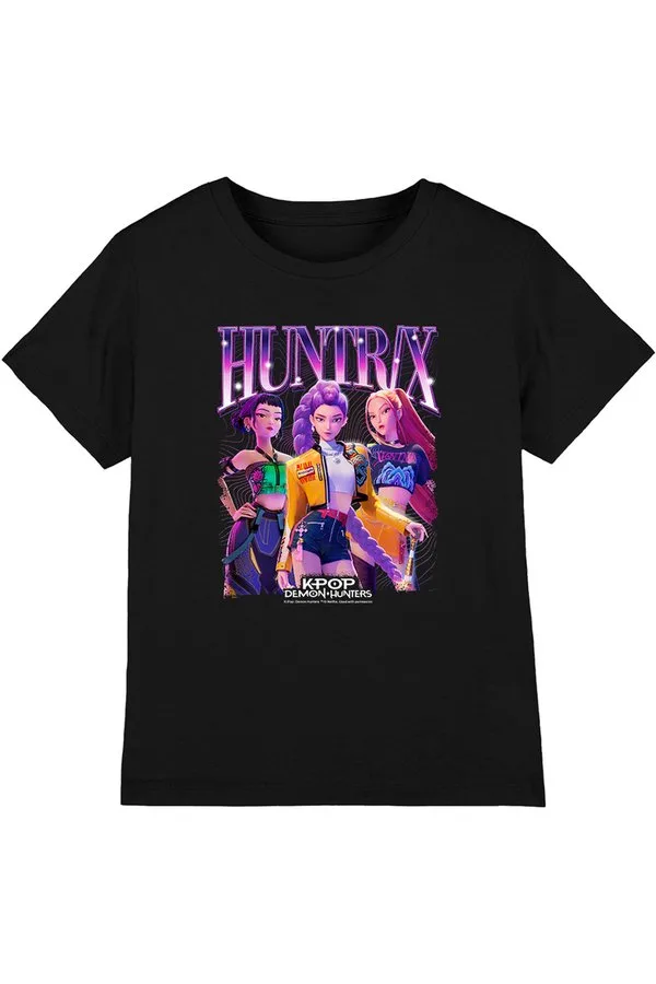 Футболка с бутлег-принтом k-pop demon hunters huntrix Netflix, Black