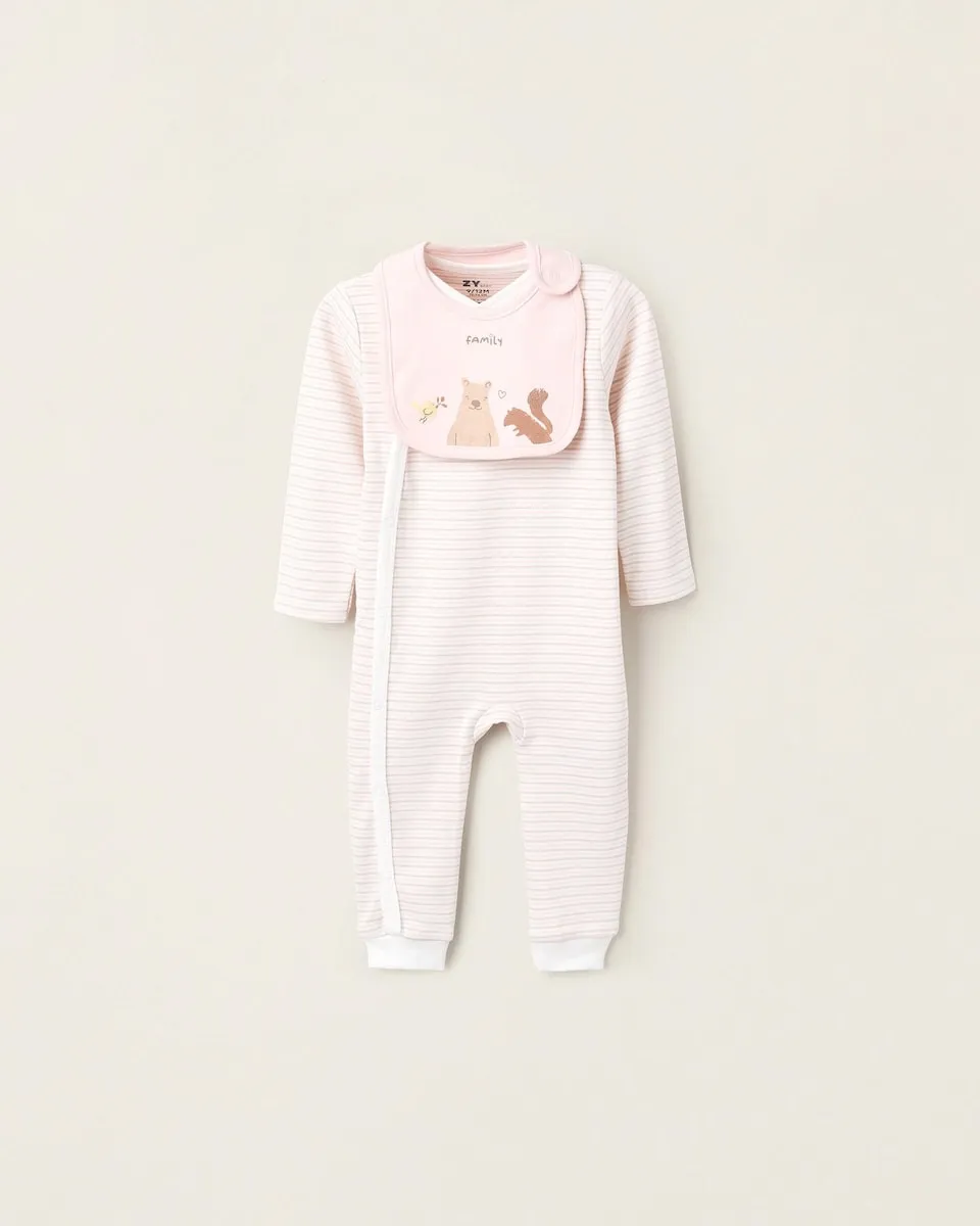 

Детская пижама 100% хлопок в полоску с принтом Zippy, светло-розовый