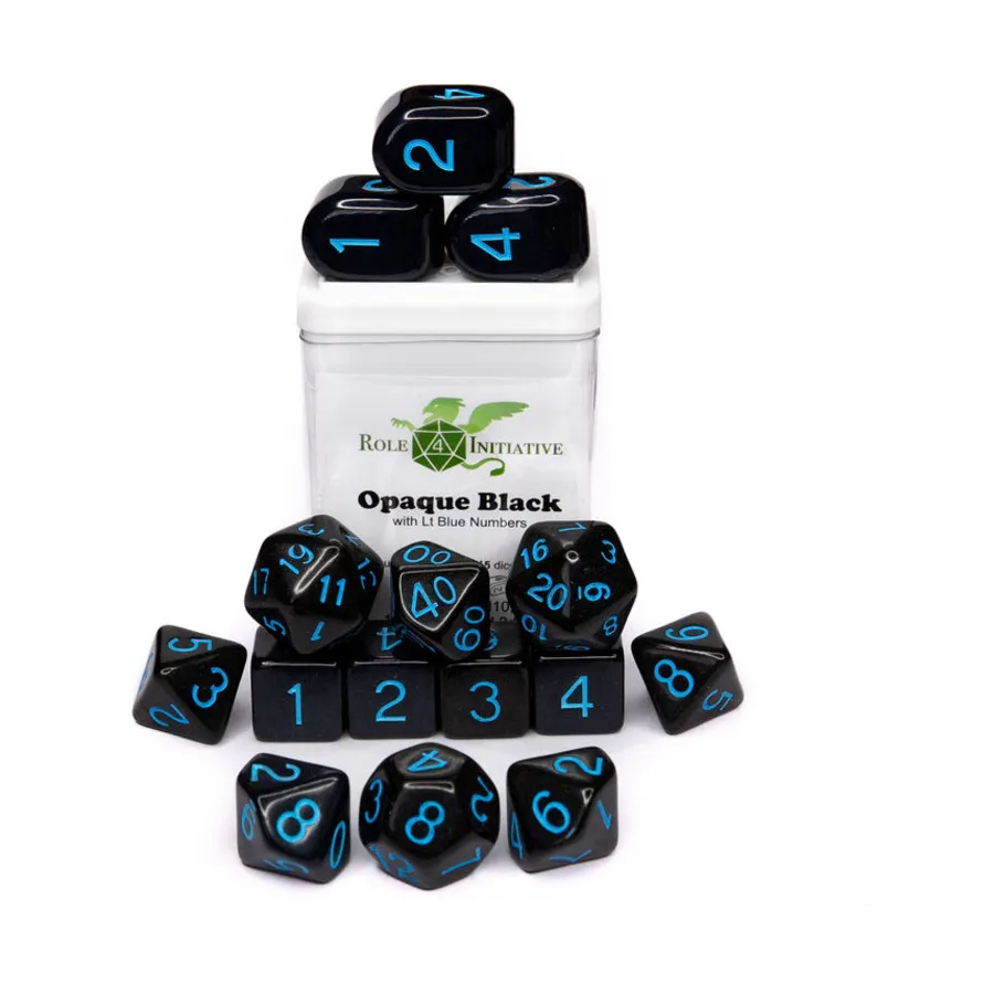 

Набор Poly — непрозрачный черный с голубым и Arch'd4 (15), Game Dice - Opaque (Role 4 Initiative)