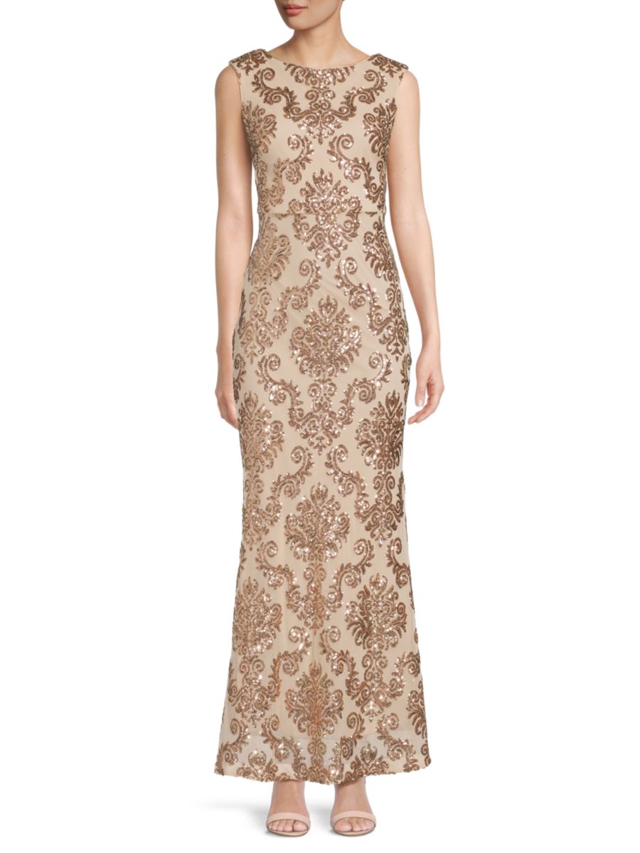 

Платье с вырезом-лодочкой и пайетками Vince Camuto, цвет Champagne