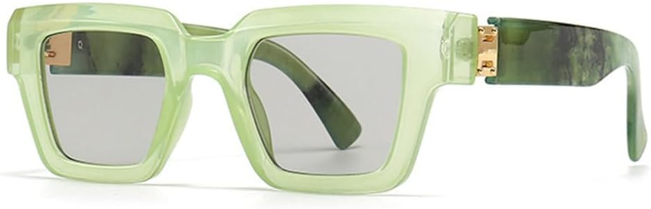 

Модные квадратные солнцезащитные очки для женщин, винтажные, конфетного цвета, прозрачные, градиентные, мужские солнцезащитные очки в стиле панк MTZJH, Green Light Gray