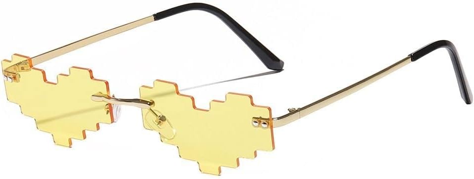 

Оригинальные солнцезащитные очки с мозаичным сердцем, забавные очки с пиксельной мозаикой, ретро-очки для геймеров-роботов, очки для вечеринок для мужчин и женщин MUTYNE, Yellow