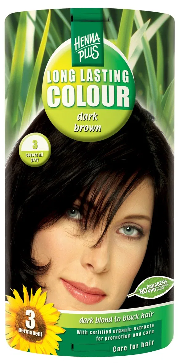 Стойкая краска для волос «Long Lasting Colour» темно-коричневая 3 от Hennaplus Hennaplus