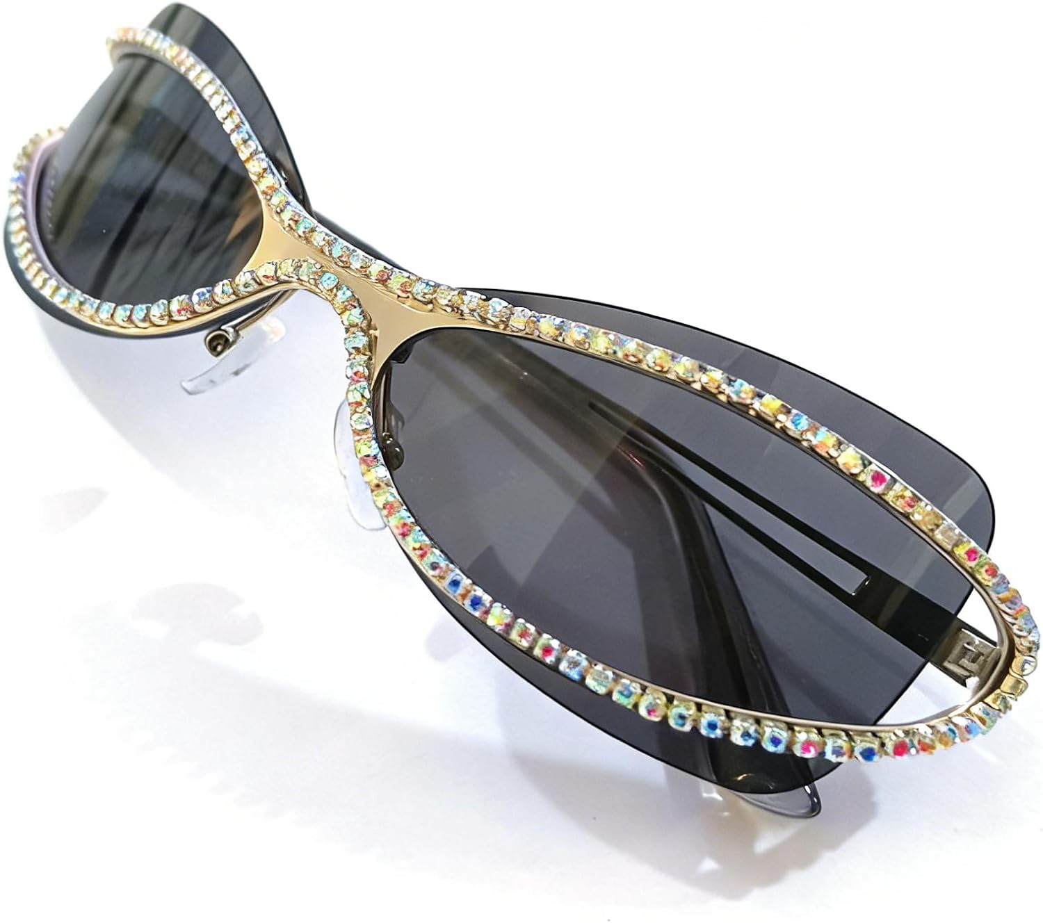 

Большие солнцезащитные очки в стиле «пилот-панк» со стразами, роскошные винтажные солнцезащитные очки в крупной оправе для женщин, для активного отдыха, защита от ультрафиолета UV400 mincl, Silver Black