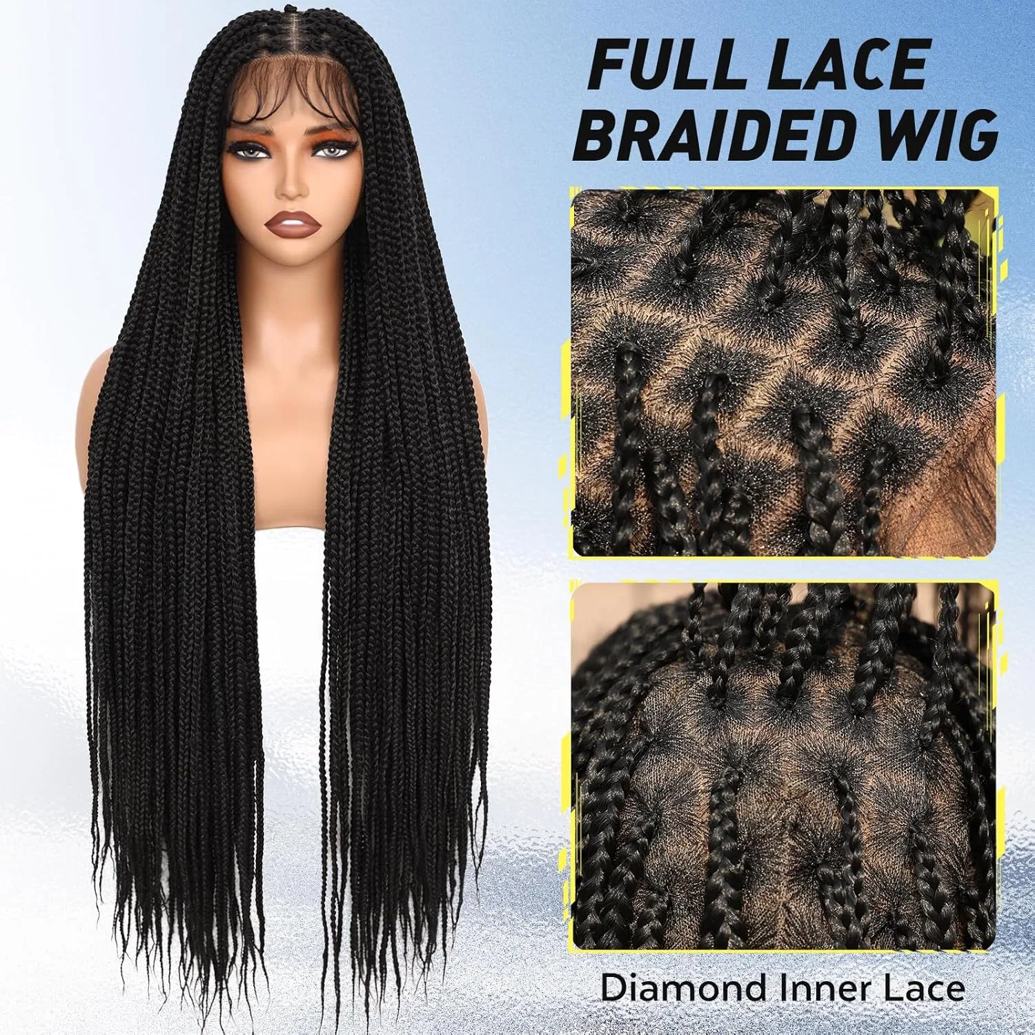 Парик FAVE с косами «Box Braids» 90 см, двойное кружево Fave, Black — фото 2