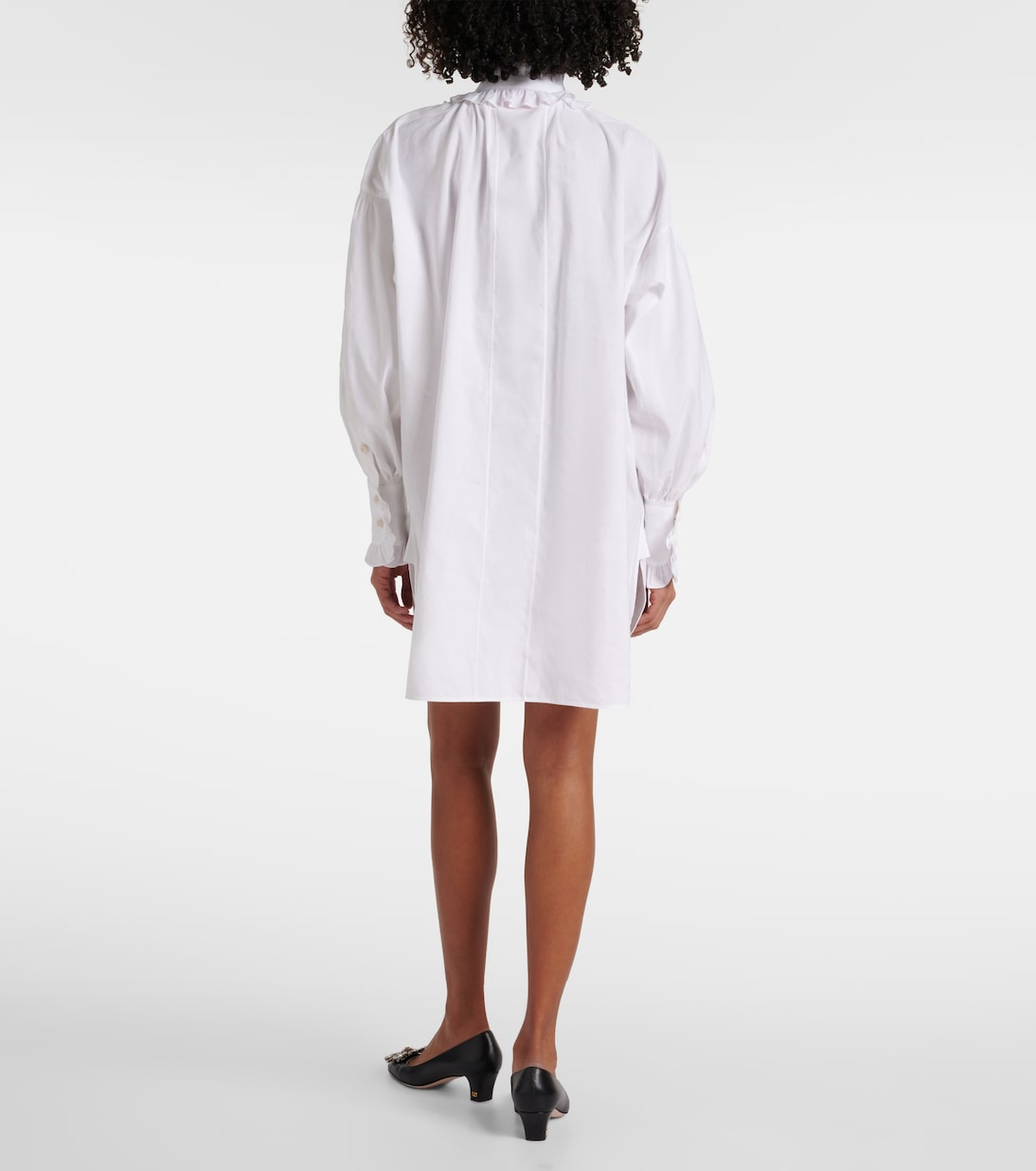 Мини-платье из хлопка, льна и шелка с оборками Valentino, Bianco — фото 3