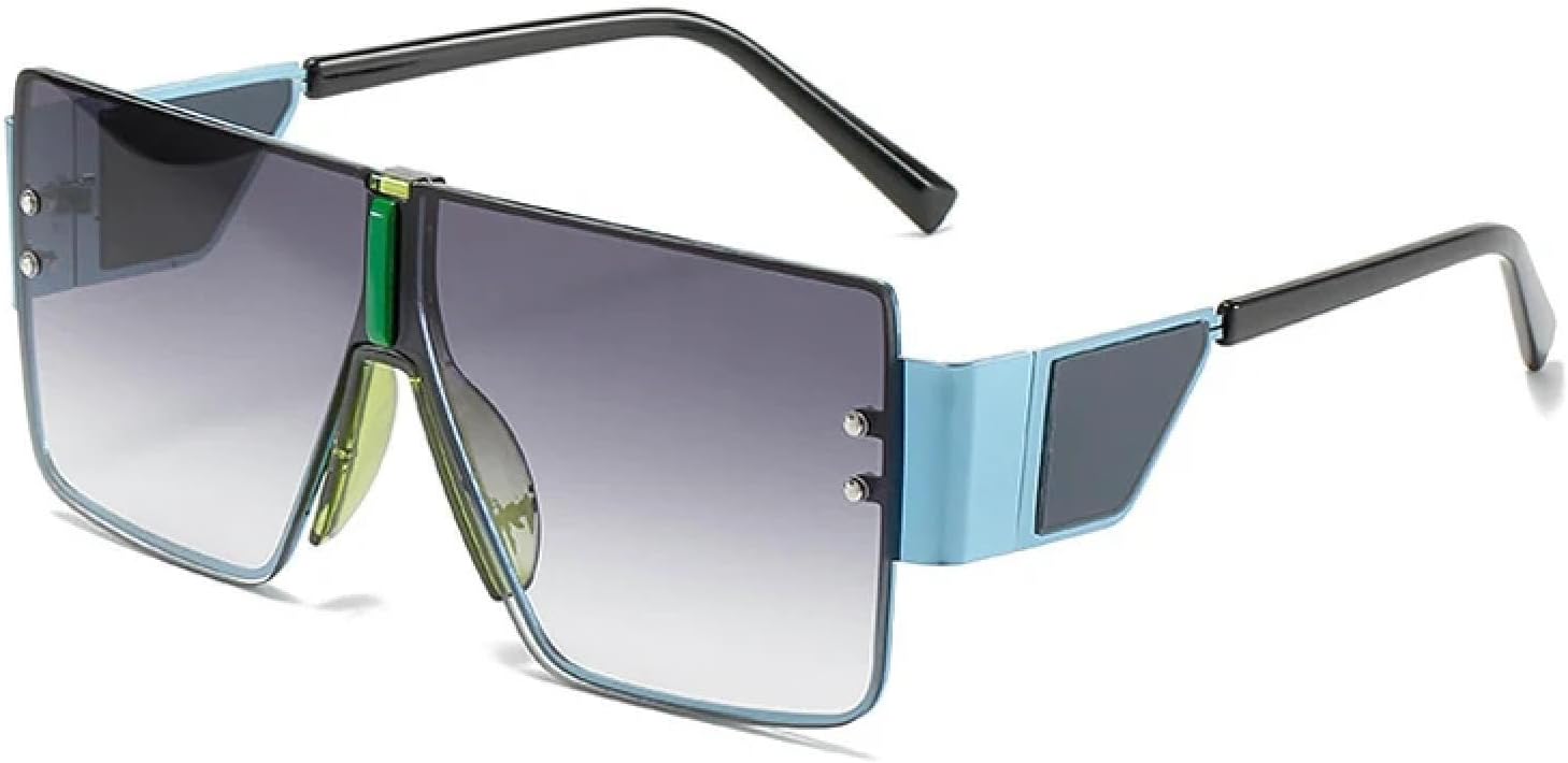 

Крупные солнцезащитные очки для женщин и мужчин в стиле ретро с большой оправой, цельные, модные, для активного отдыха и вождения, с защитой от УФ-излучения UV400 TKKTLLT, Blue Gradient Gray