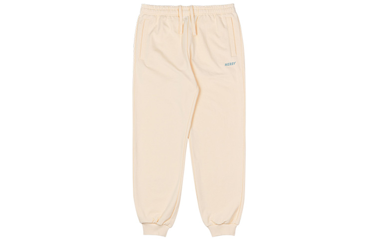 

Вязаные спортивные штаны унисекс, штаны со средними манжетами Nerdy, milk белый