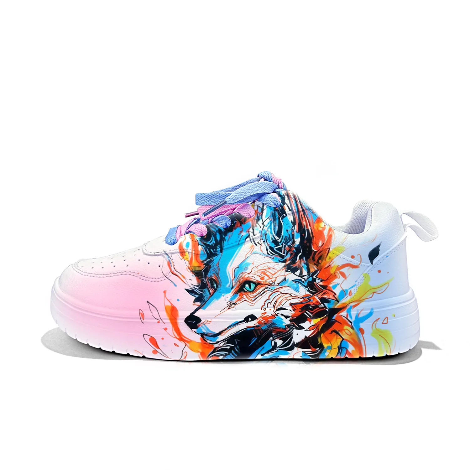 Легкие дышащие скейтерские кеды из искусственной кожи унисекс ZUOLENGCHAN, White-Dazzling Color Mechanical Wolf-ZLA2087D — фото 4