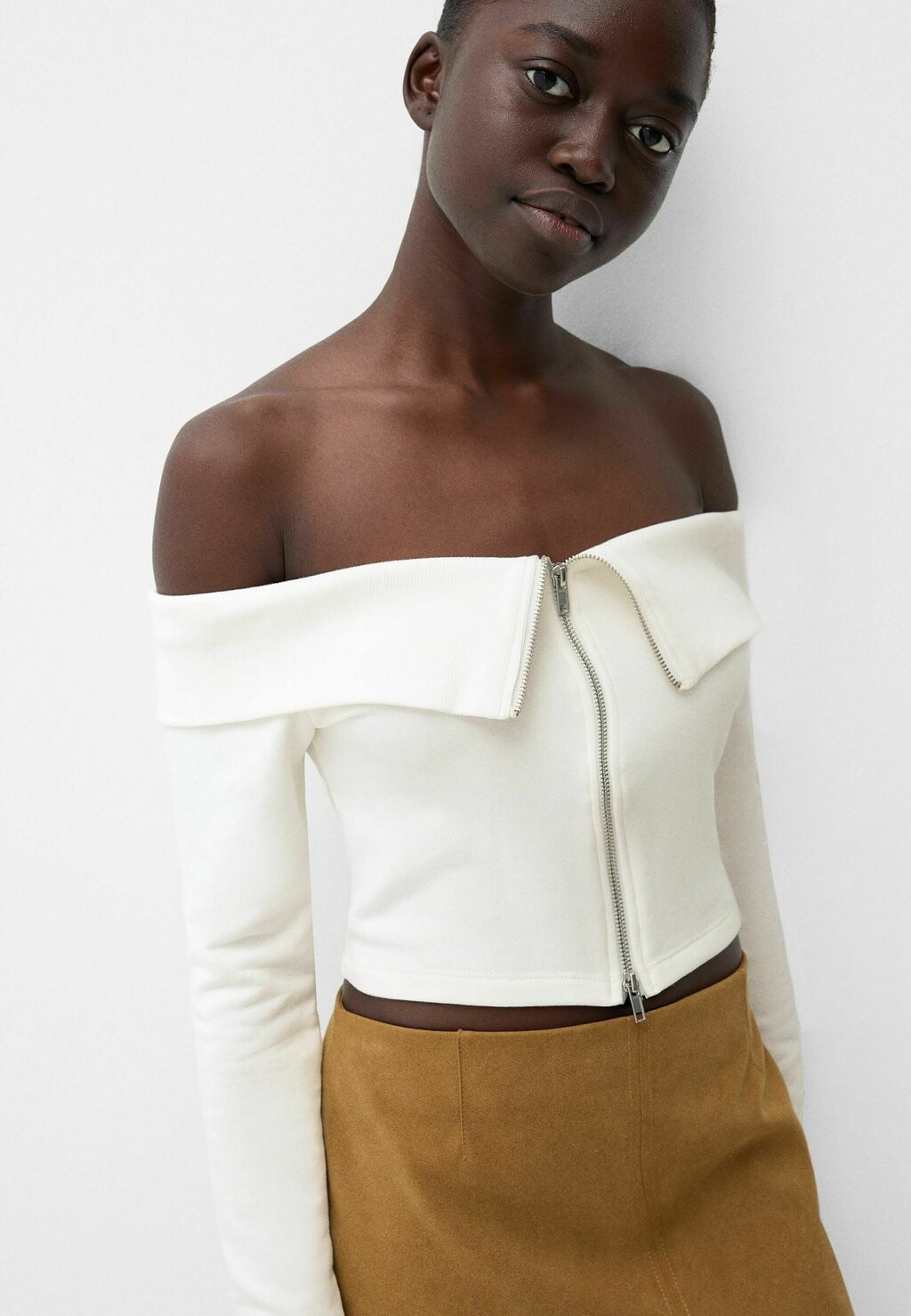 

Кардиган BARDOT NECK Bershka, белый