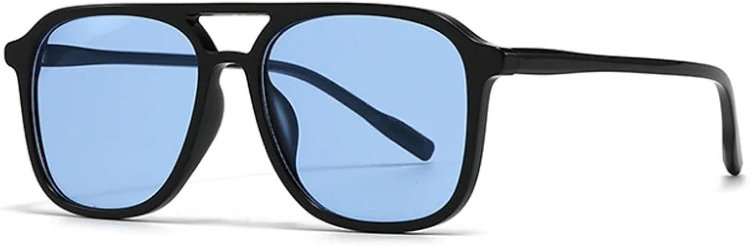 

Мужские солнцезащитные очки в стиле ретро с двойной перемычкой, модные сине-зеленые оттенки, защита от УФ-излучения UV400, женские солнцезащитные очки с градиентным переходом SZVVBKK, Black Blue