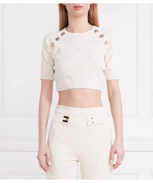 

Свитер Хихон Cropped fit Pinko, бежевый