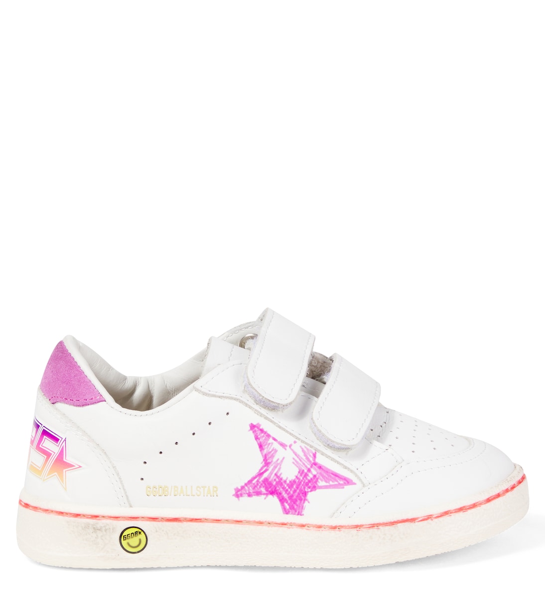 Кроссовки Ball Star из кожи с принтом Golden Goose Kids, White/Fucsia — фото 3