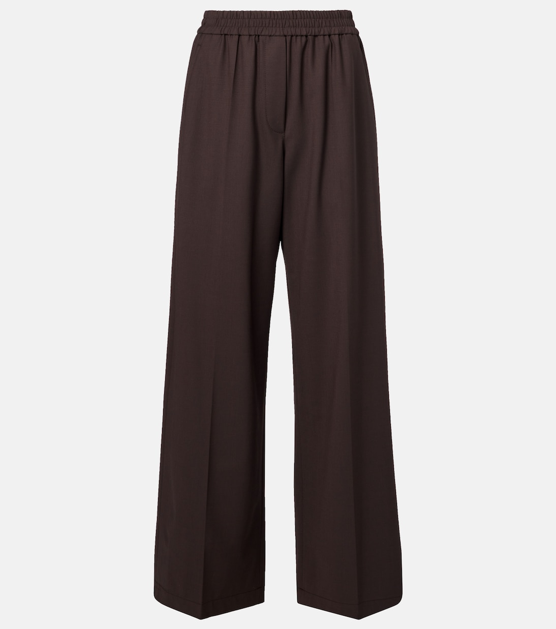 

Широкие брюки с высокой талией из смесовой шерсти Brunello Cucinelli, Caffé