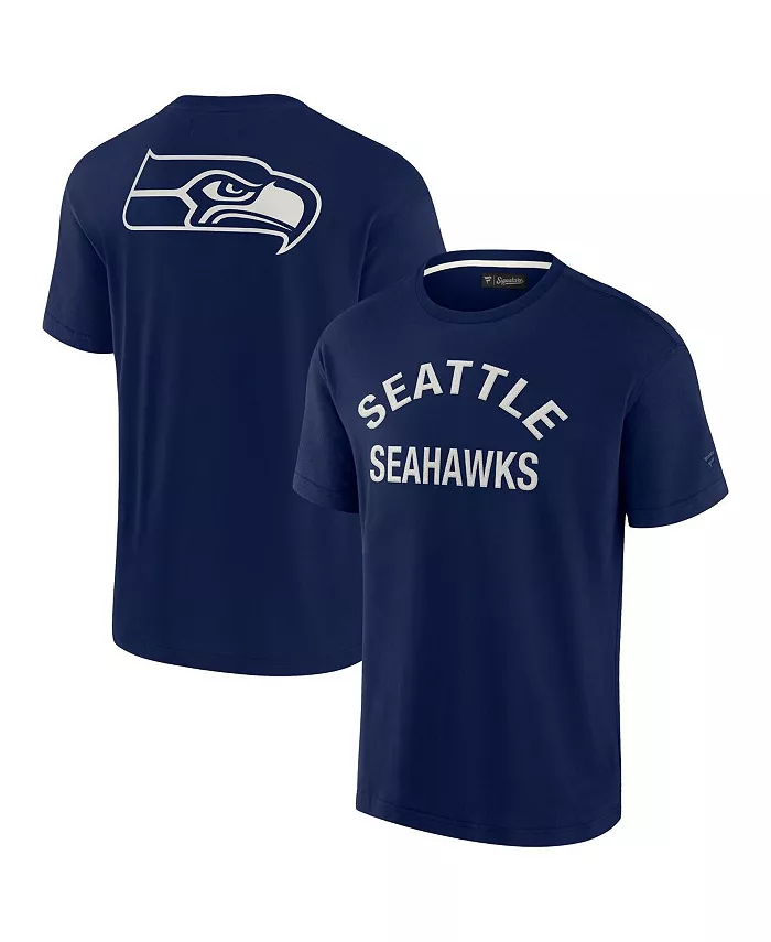 

Мужская и женская футболка с коротким рукавом Seattle Seahawks College Navy, супермягкая Fanatics Signature