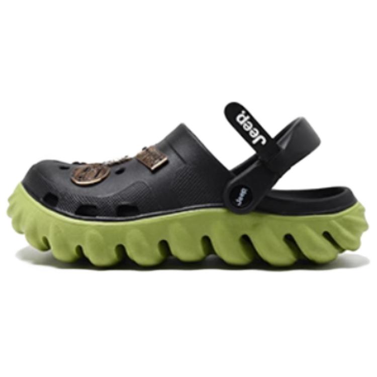 

Jeep Клоги мужские черно-зеленые с черным ремешком, цвет Black Green (Black Strap Style)