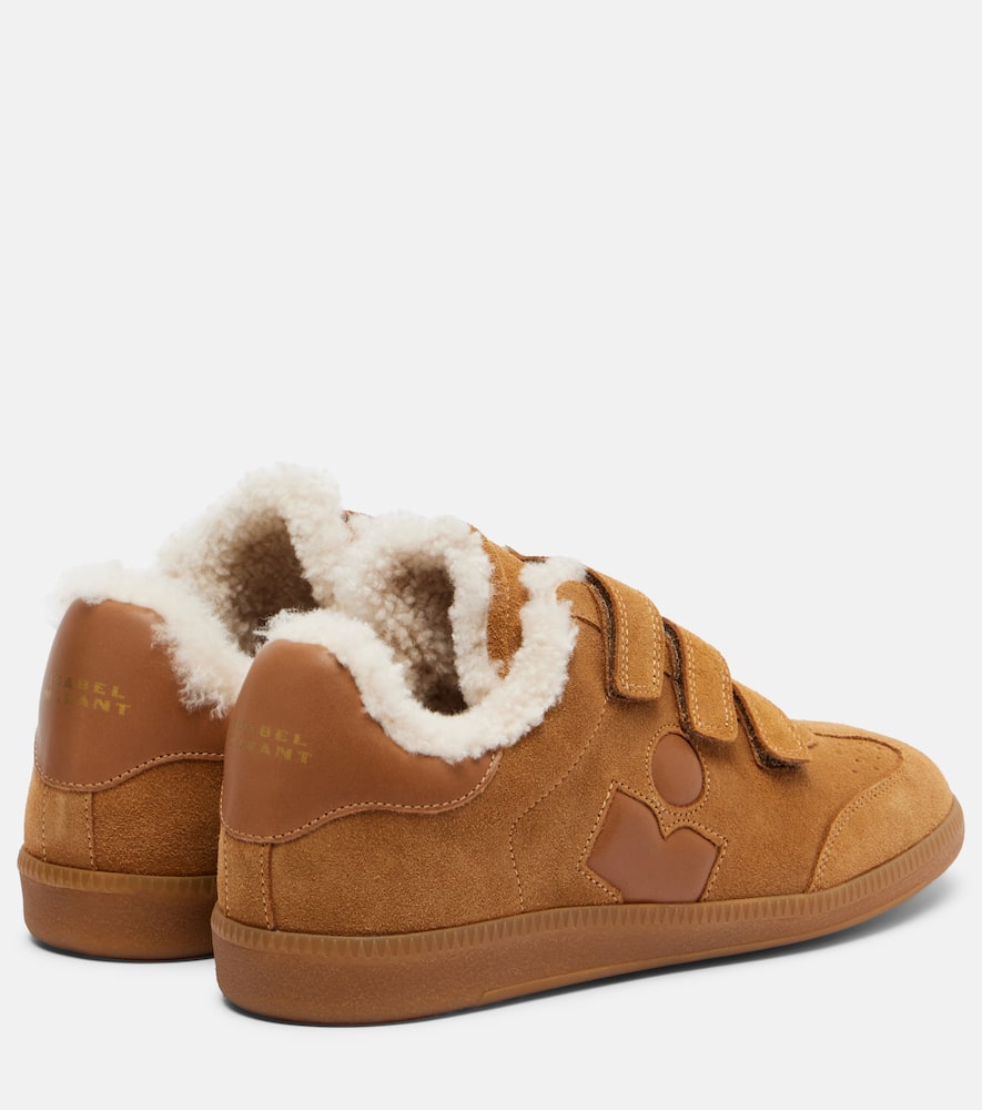 Бет кроссовки из замши с отделкой из овчины Isabel Marant, Cognac/Ecru — фото 2