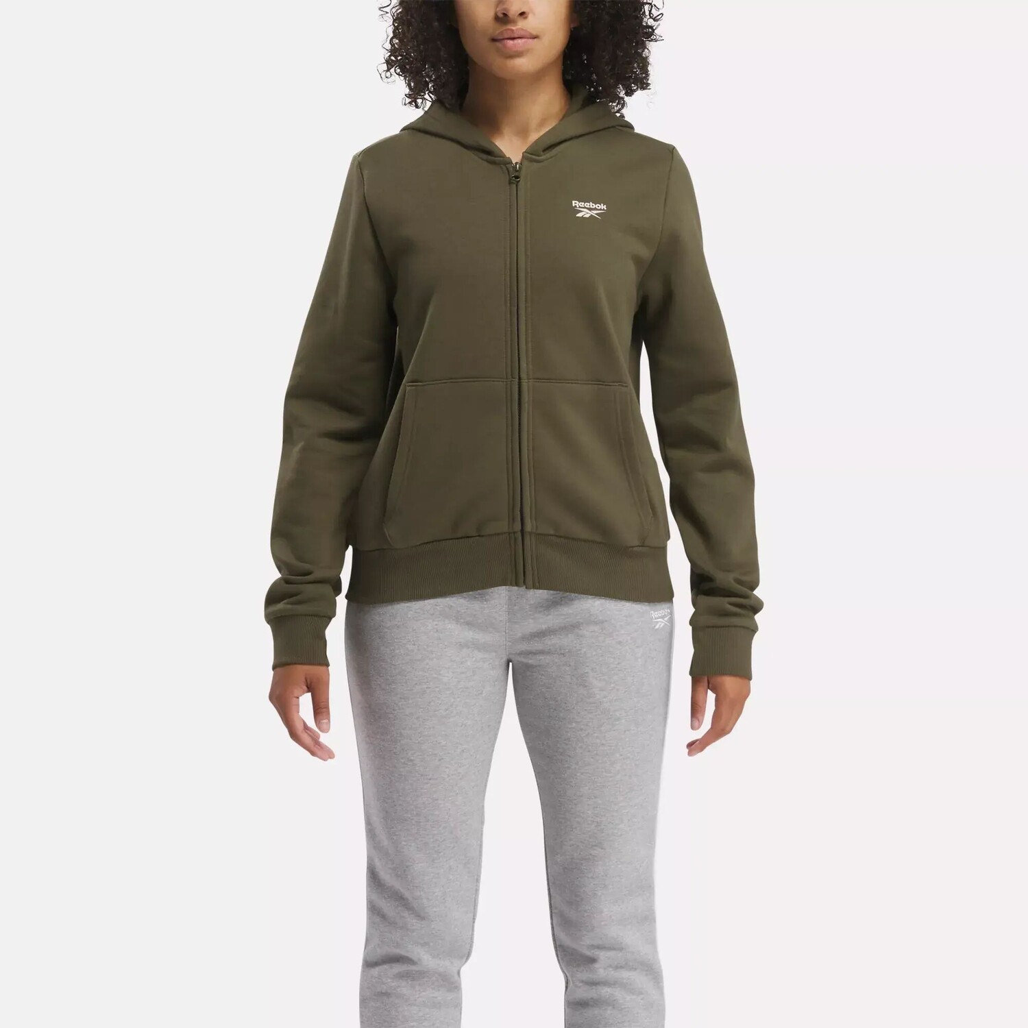 

Флисовая толстовка с молнией во всю длину Identity Small Logo Reebok, армейский зеленый
