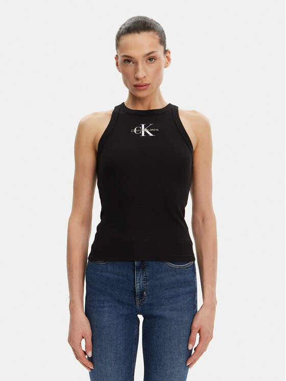

Топ облегающего кроя Monologo J20J225301 Calvin Klein Jeans, черный