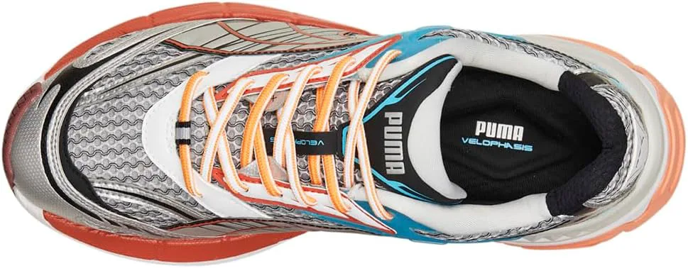 Мужские кроссовки PUMA Velophasis с поэтапной шнуровкой - серые, серебристый/оранжевый/синий — фото 4