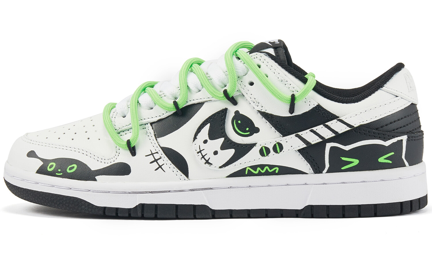 

Кроссовки Nike Dunk Skateboarding Shoes Men Low-top White/Black/Green, черный