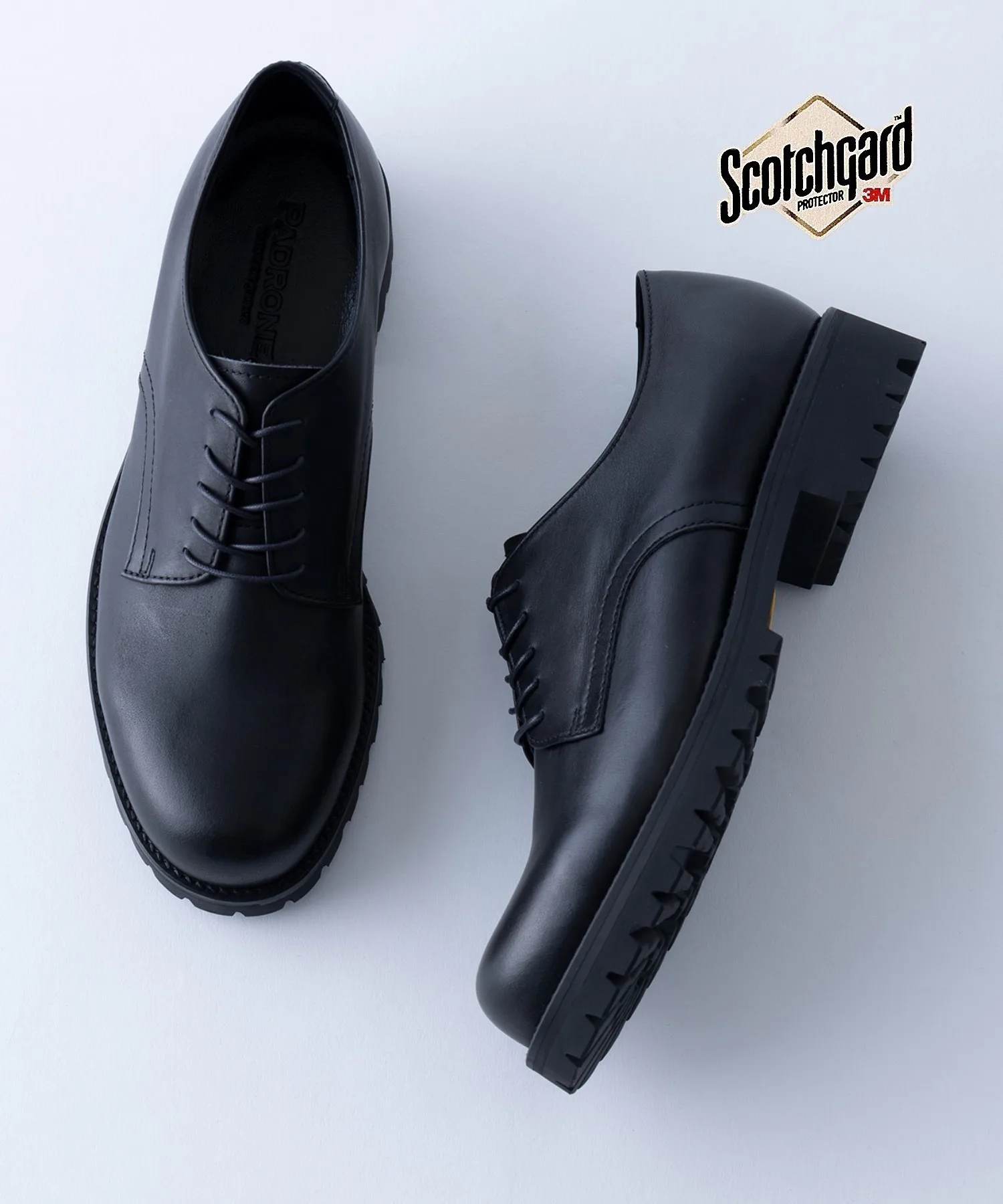 Мужские кожаные дерби PADRONE с Vibram чёрные