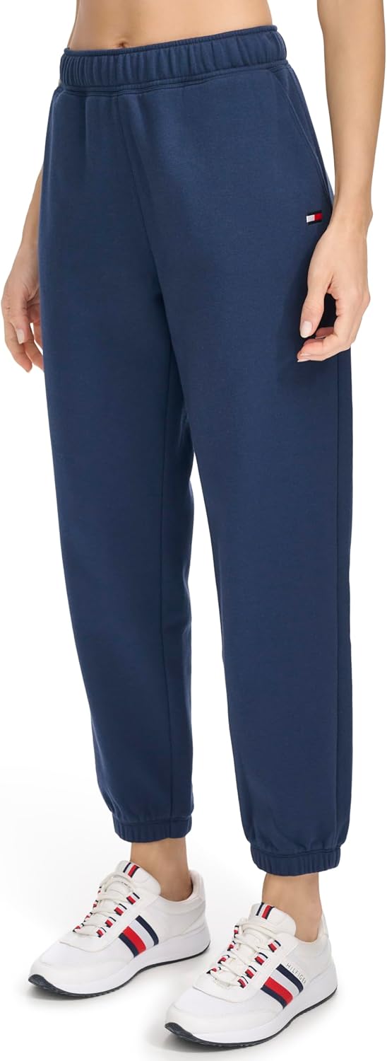Женские флисовые джоггеры Tommy Hilfiger с вышитым флагом и эластичным поясом, Navy — фото 2