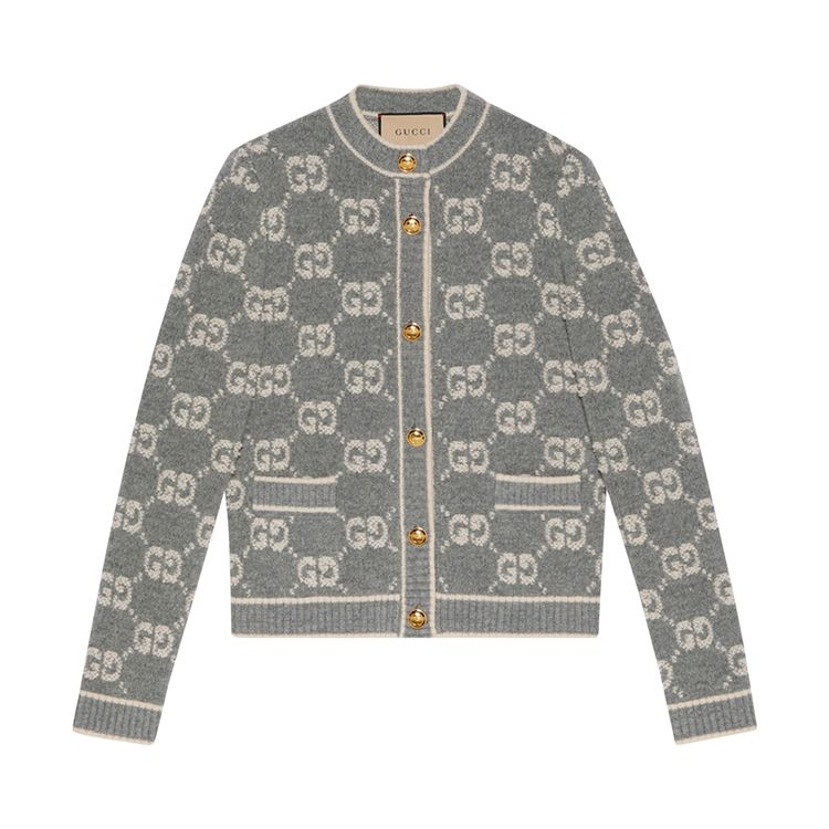 

Кардиган Gucci GG Wool Bouclé Jacquard Cardigan Grey/Ivory, серый