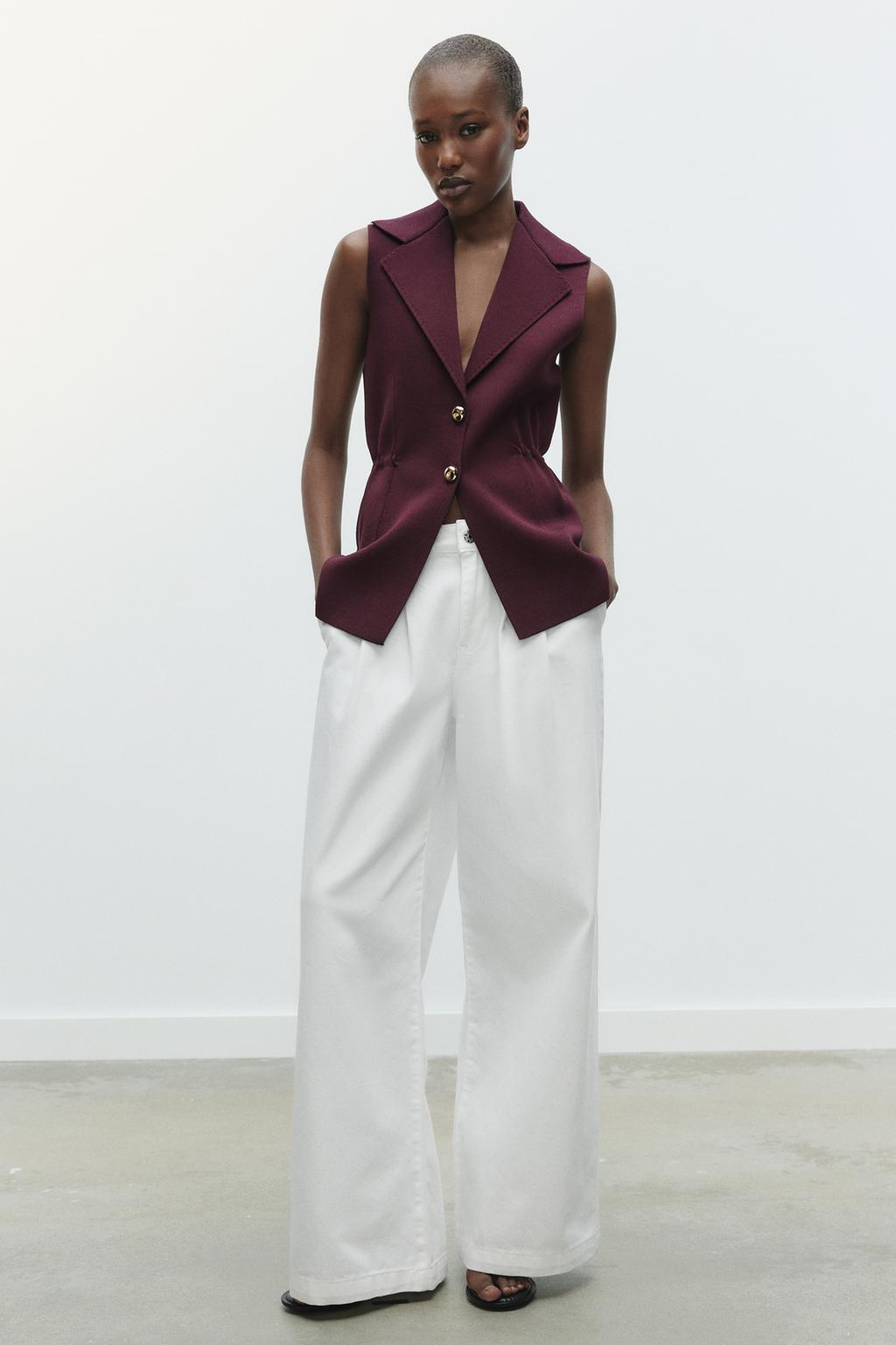 

Топ-жилет с присборенной деталью на талии ZARA, цвет Aubergine