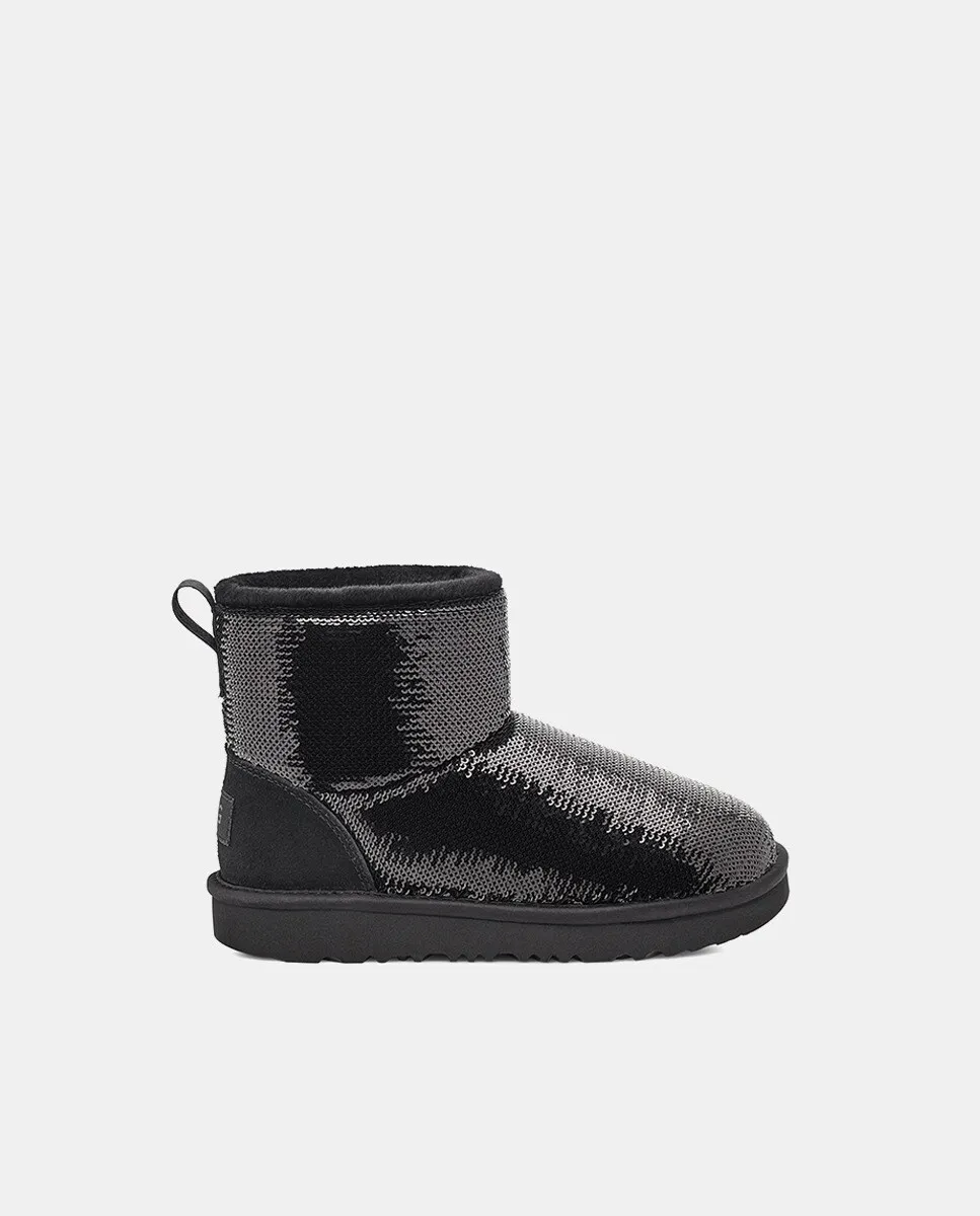 

Ботильоны Girl's Classic Mini Mirror Ball из ткани с пайетками UGG, черный