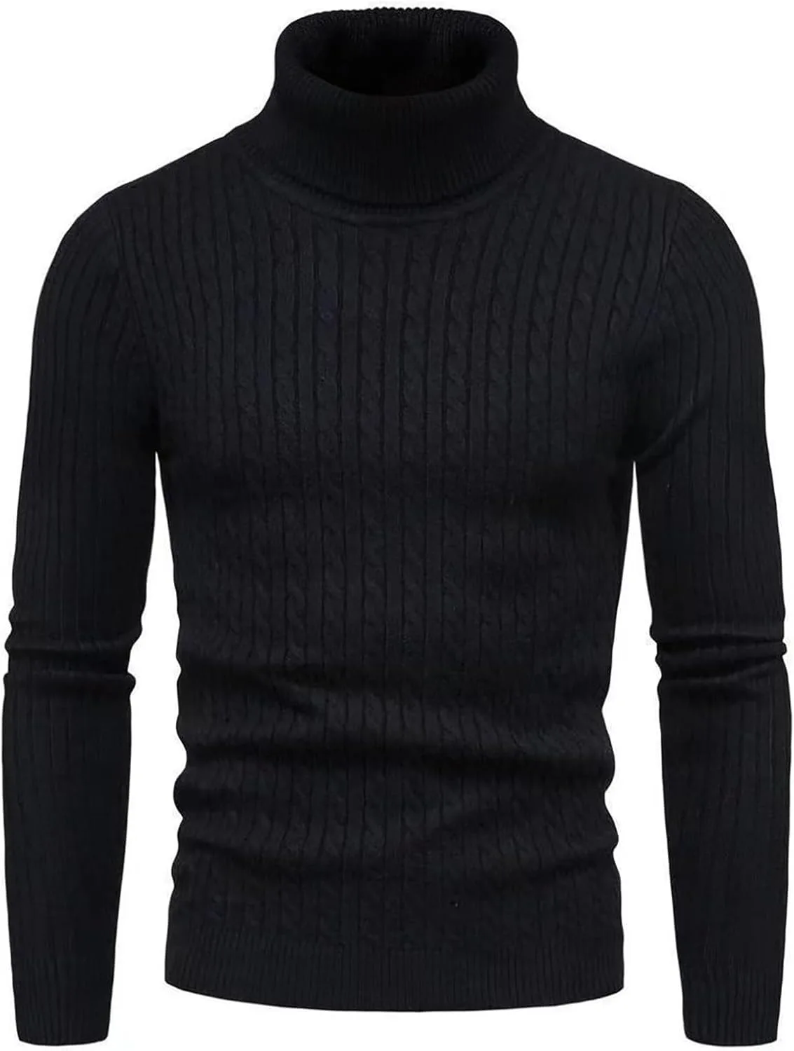 

Мужской свитер Slim Fit с воротником-водолазкой — утепленный, с узором Twist