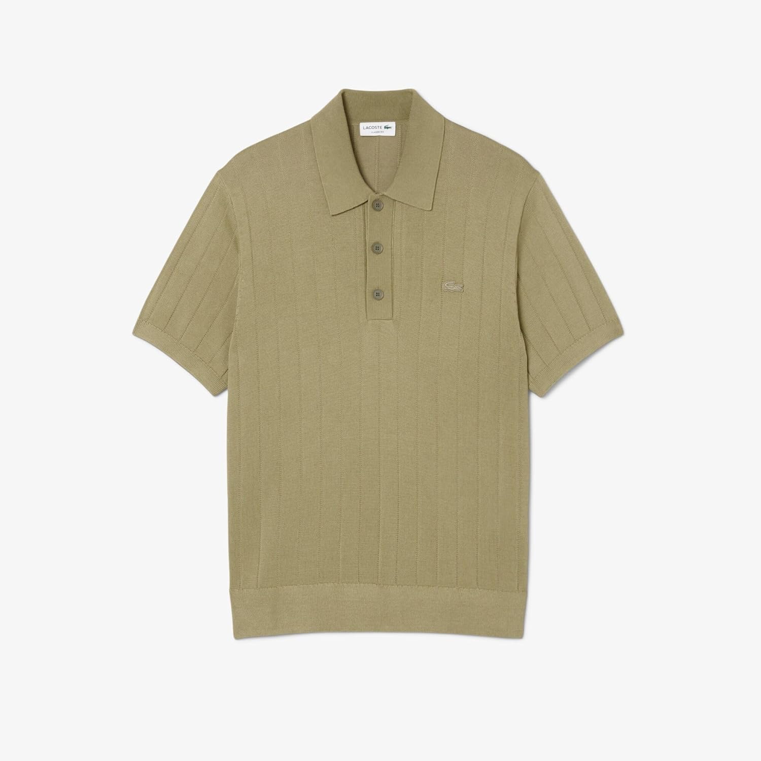 Мужской свитер Lacoste (официальный) из трикотажной резинки высокой плотности. Рубашка-поло, зеленый — фото 4