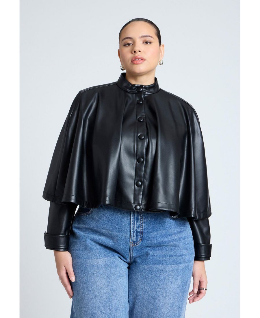 

Женская куртка-накидка из искусственной кожи больших размеров ELOQUII, Black onyx