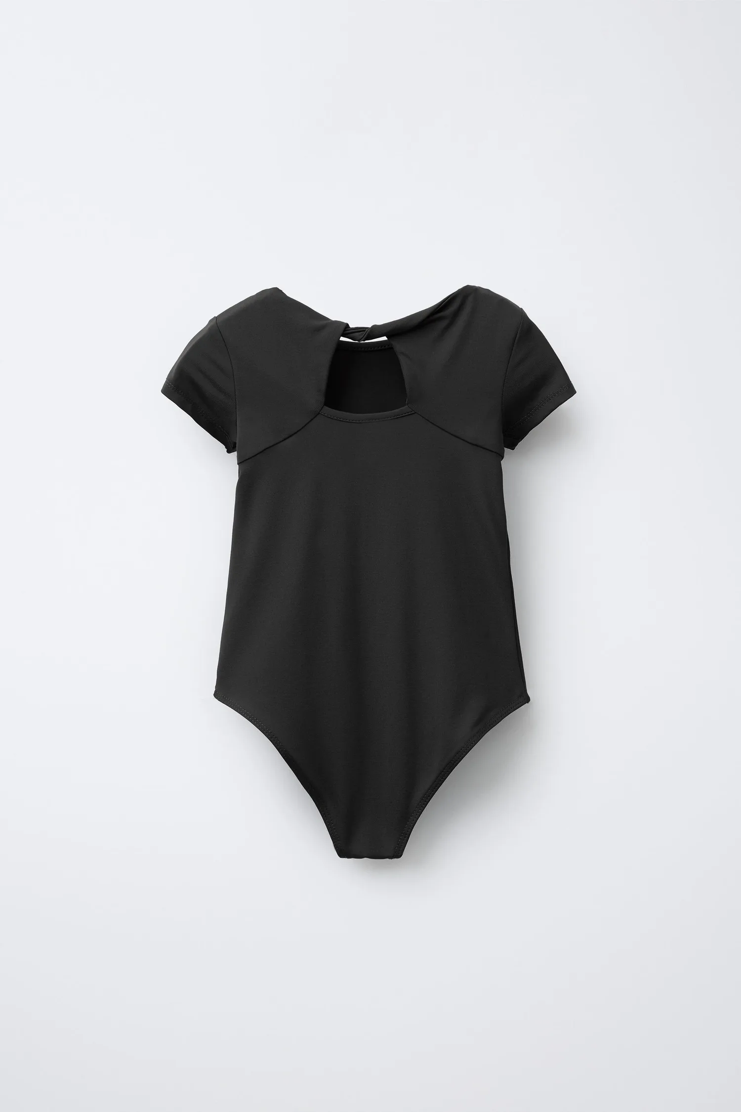 Боди из полиамида с завязанным вырезом Zara, черный — фото 2