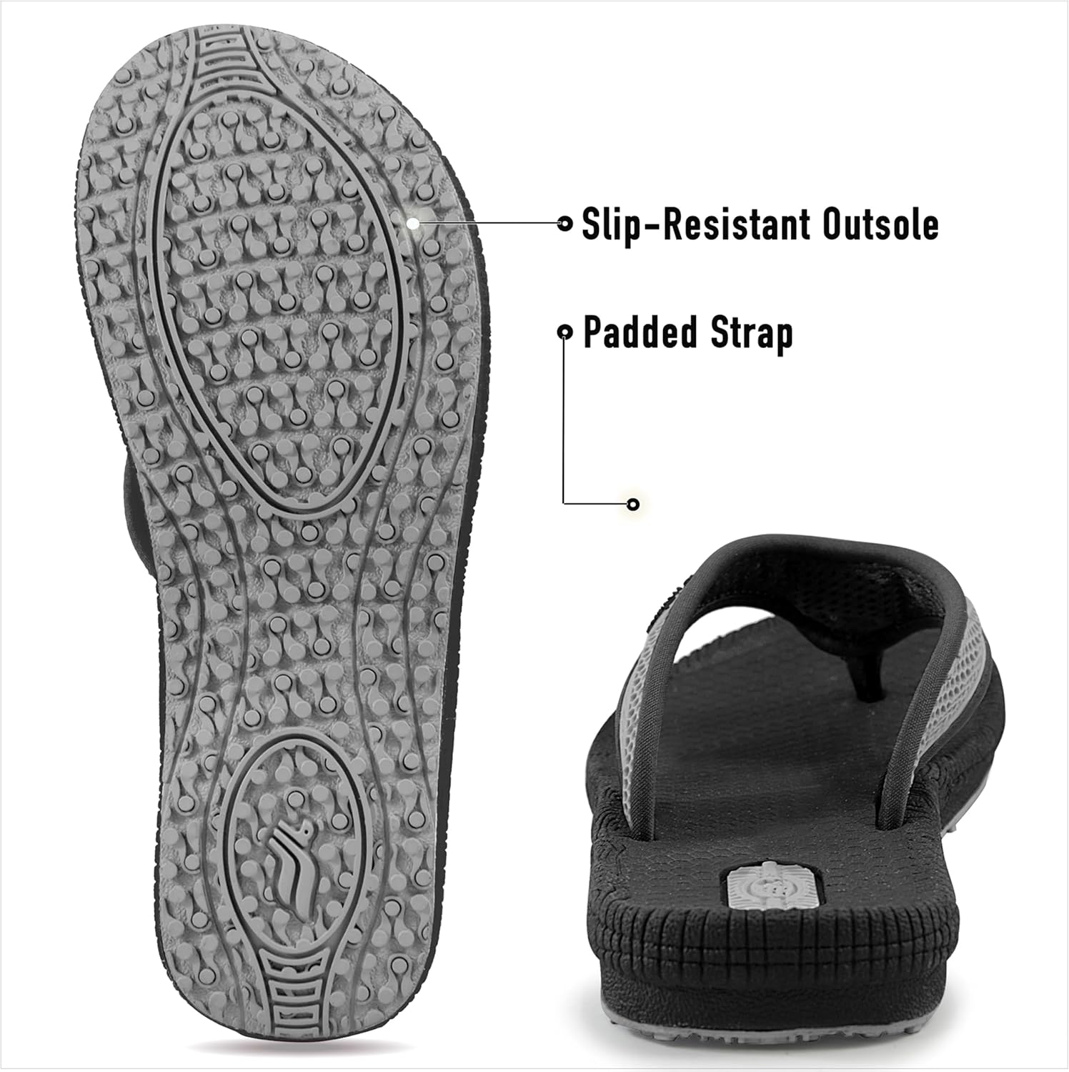 Шлепанцы Gold Pigeon Shoes SIMPLUS Unisex Ultra-Cuhion Yoga Mat с поддержкой пятки, серый — фото 4