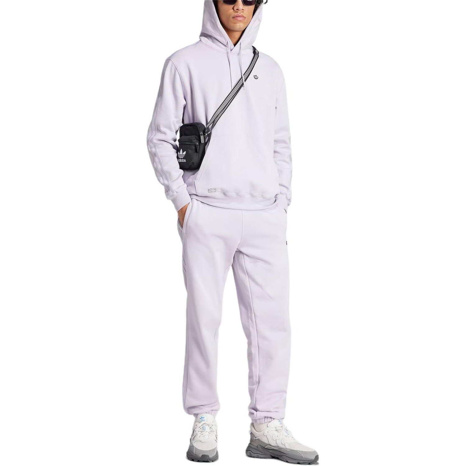 Трикотажные спортивные штаны мужские серебристые Adidas Originals, цвет Silver — фото 4