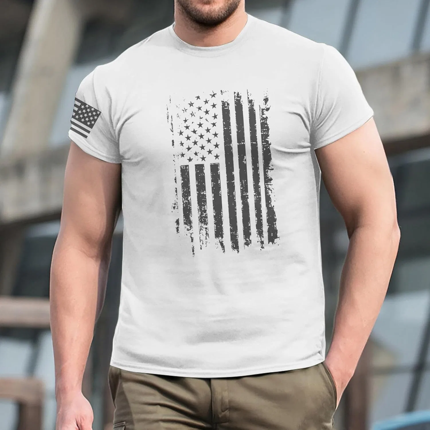 Generic Мужская футболка ко Дню независимости США (4 июля), американский флаг, патриотическая футболка, одежда ко Дню независимости 2026, большие размеры, M-3XL, белый — фото 2