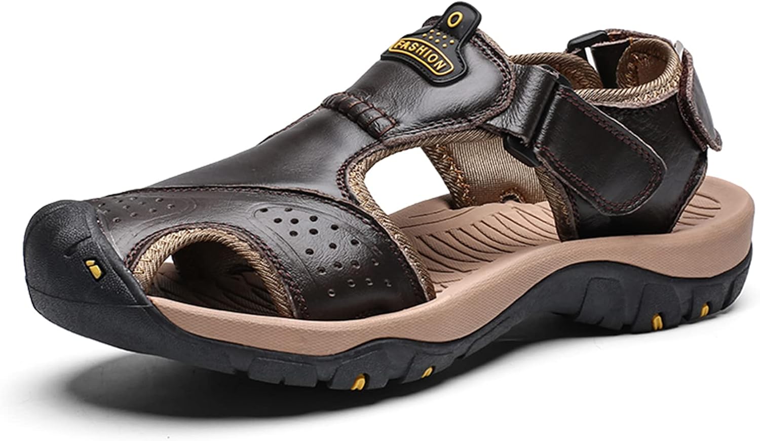 

Мужские сандалии Cmadolrs, кожаные спортивные сандалии, легкие повседневные пляжные туфли для мужчин, открытые водные сандалии, темно-коричневый