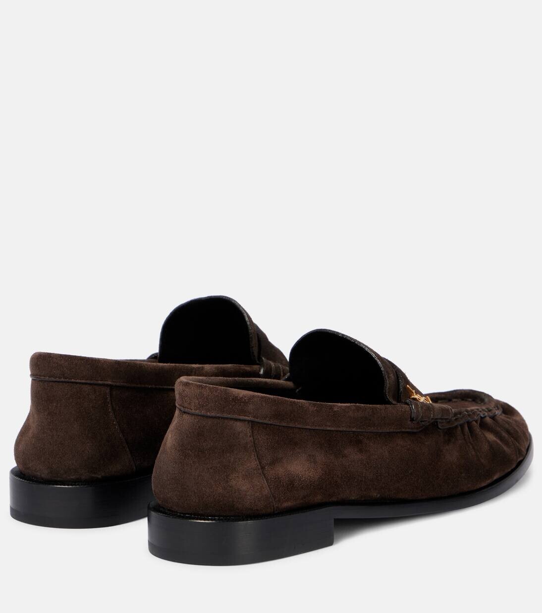 Замшевые пенни-лоферы Le Loafer Saint Laurent, цвет dark chocolate — фото 3