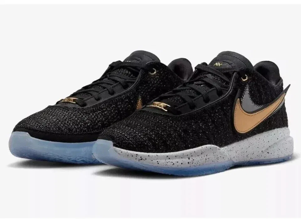 Мужские кроссовки Nike LeBron XX DJ5423-003, размер US 8.5, черные с золотистым покрытием, модель RHS2512
