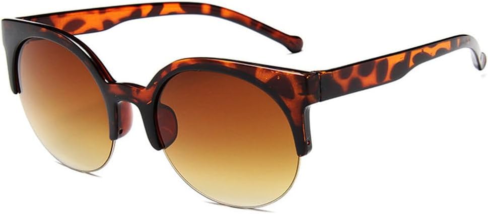 

Женские солнцезащитные очки «кошачий глаз» в полуободковой оправе, большие солнцезащитные очки в винтажном стиле с круглыми линзами, женские очки-маски для защиты от ультрафиолета UV400 TKKTLLT, Leopard Brown