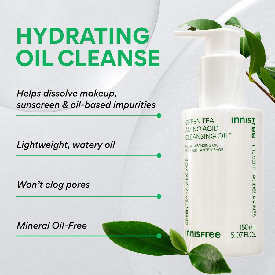 Масло для лица Innisfree — Увлажняющее очищающее масло с аминокислотами зеленого чая, 150 мл — фото 2