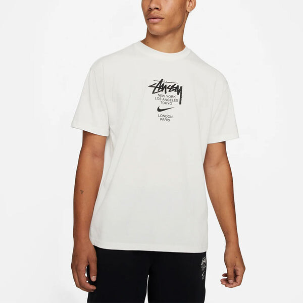 Футболка x stussy crossover logo round neck pullover sweatshirt 'white' Nike, белый — фото 3