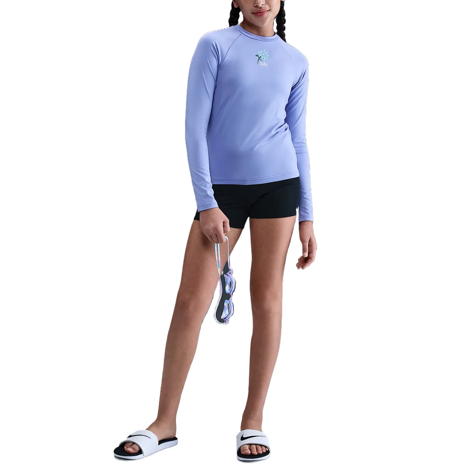 Детская футболка с круглым вырезом Quick Dry Nike, Light Thistle Purple/Sapphire Green — фото 3