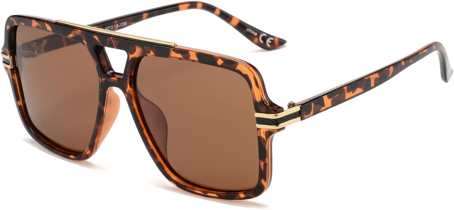 

Солнцезащитные очки OUWEN Retro Oversized Polarized Square Sunglasses для женщин и мужчин, модные дизайнерские большие прямоугольные солнцезащитные очки OW2237, Tortoise