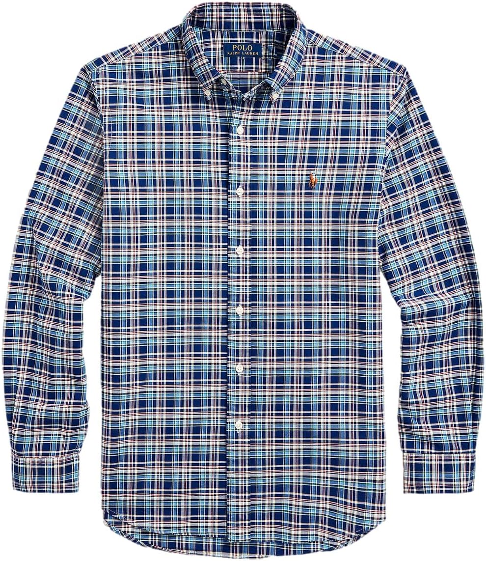 

POLO RALPH LAUREN Мужская длинная рубашка Oxford с пуговицами Slim Fit, Blue Red Mu