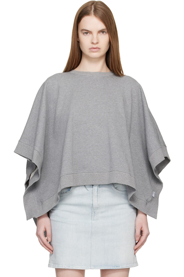 

Mm6 Maison Margiela Серая хлопковая толстовка без начеса, Серый, Mm6 Maison Margiela Серая хлопковая толстовка без начеса