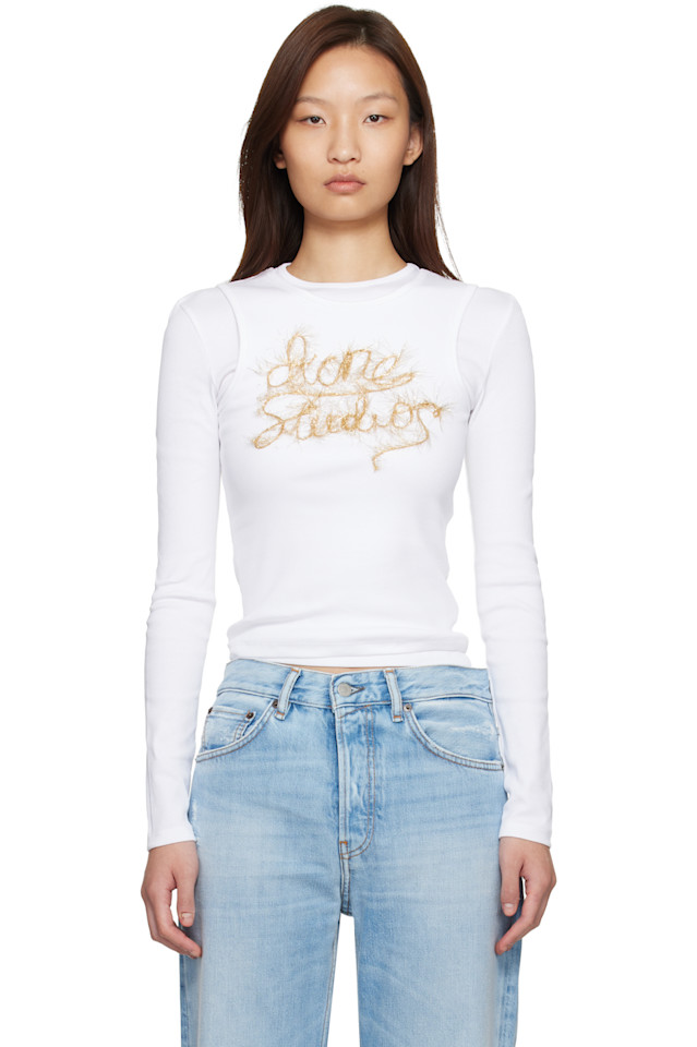 

Acne Studios Белая многослойная футболка с логотипом