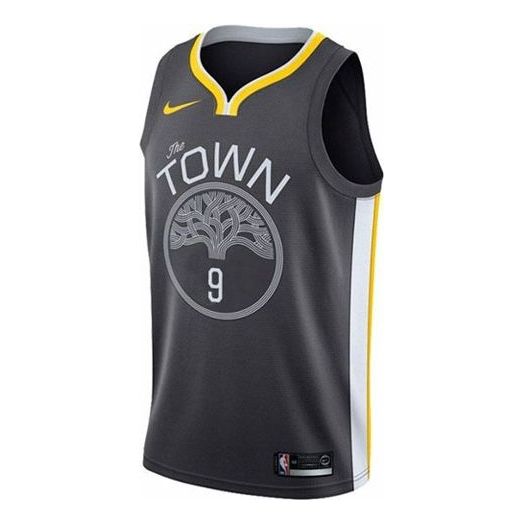 

Баскетбольное джерси Men's Nike NBA Stripe Alphabet Printing Basketball Jersey/Vest SW Fan Edition Golden State Warriors No. 9 Coal Black