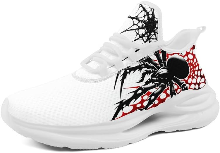 

Готические кроссовки для мужчин и женщин, спортивная обувь в стиле Дарк Арт с черепом, легкие сетчатые кроссовки, панк-стритвир, беговые кроссовки Awsole, белый/черный/красный